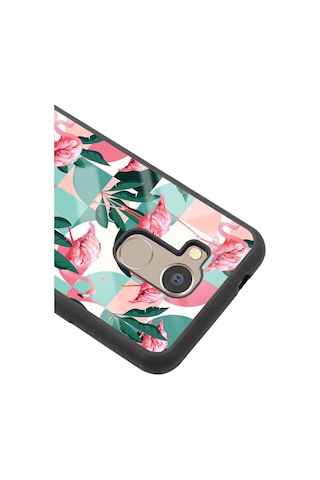 General Mobile Gm 8 Retro Flamingo Duvar Kağıdı Tasarımlı Glossy Telefon Kılıfı Çok Renkli