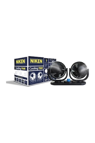 Niken Araç İçi Vantilatör Çift Başlı Küçük 12volt 4 İnç Niken