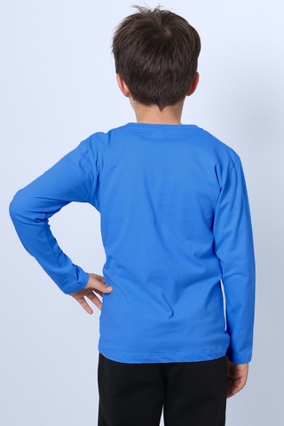 Erkek Çocuk Uzun Kollu Tshirt Astronot Baskılı Bisiklet Yaka B40 Mavi