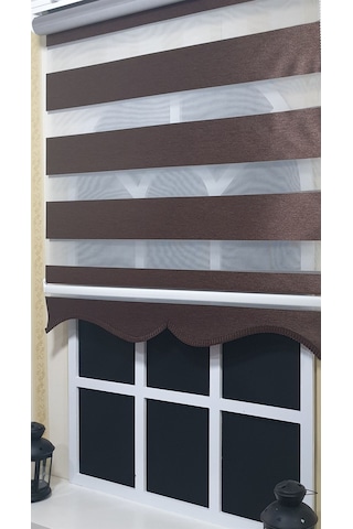 Zebra Stor Perde Kahverengi Etek Dilimli St 004