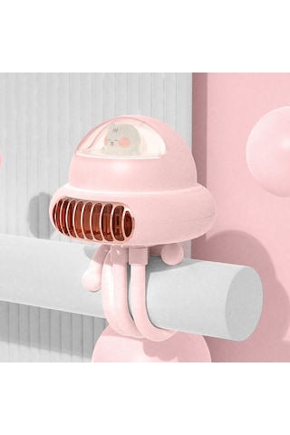 Sallanan Kafa Puset Fanı Yapraksız Ahtapot Dilsiz Taşınabilir Mini Fan Sallanan Kafa Versiyonu Pembe
