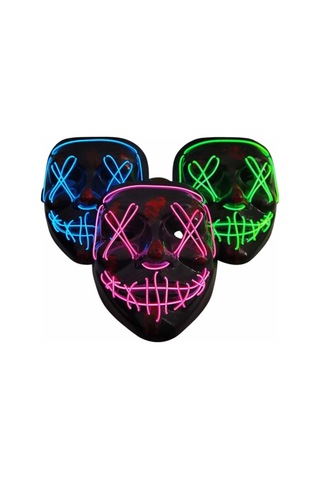 Işıklı Led Maske Parti Eğlence Maskesi Hallowen Neon Maske Standart