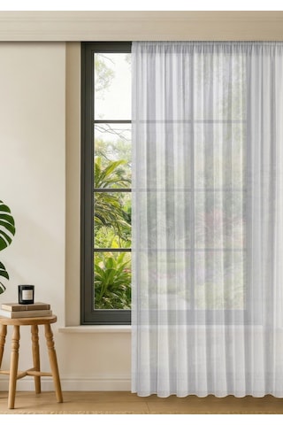 Gauze Fabric Design Bambu İpeksi Dokulu Tül Perde Normal Pile 1 X 2.5 Optik Beyaz