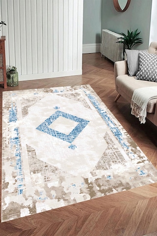 Eliana Home Dijital Baskı Yıkanabilir Kaymaz Taban Salon Halısı Ve Yolluk Rvg0964-fnl213 Mavi
