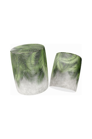 Bluehomeconcept Adawall Yeşil Palmiye Yaprak Detaylı Puf
