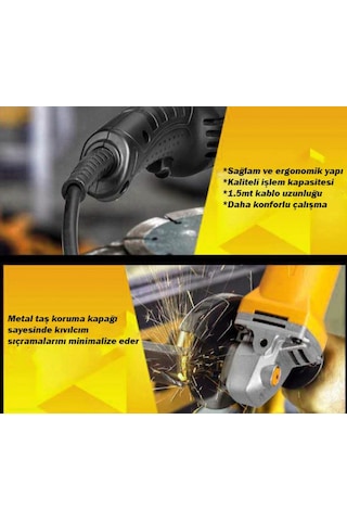 Stilmax DTM1500 1500 W 115-125 MM Avuç İçi Spiral Taşlama Makinası +  2 Adet Disk