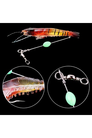 Hengjıa 6 Adet 5.3g/8 Cm Aydınlık Karides Yem Alabalık Bas Pike Yumuşak Lures Boncuk İle