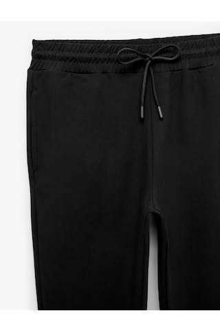 Koton Straight Fit Cepli Beli Bağcıklı Jogger Spor Eşofman Altı Siyah 7wam40050nk