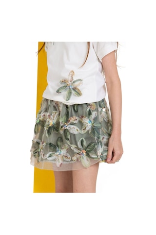 Kız Çocuk Zambak Detaylı Etekli Takım Yeşil