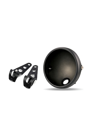 Ranyeek Motosiklet 7 İnç Metal Far Kova Kasa + Tutucu Seti, Ön Amortisör 28-36mm Ve 35-43mm Uyumlu, Paslanmaz Çelik, Mat Siyah