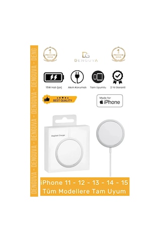 Şarjaleti 15w Hızlı Magsafe Apple iPhone Uyumlu 12 13 14 15 Manyetik Masaüstü Wireless Charger Adaptörü
