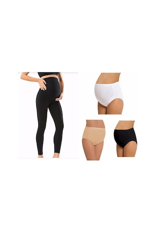 Kadın Dikişsiz Hafif Korseli Bel Ayarlı Siyah Hamile Taytı 1 Aadet Hamile Külodu Hediyeli