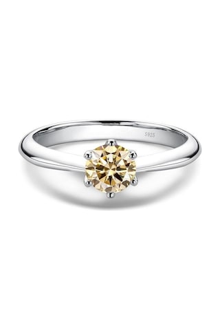 Sarı Bague Ringen 1.0 Karat D Renk Mozanit Alyans Kadınlar Için En Kaliteli 18 K Beyaz Altın Renk 925 Ayar Gümüş Takı