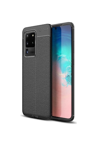 Samsung Uyumlu Galaxy S20 Ultra Kılıf Zore Niss Deri Desenli Silikon Kılıf