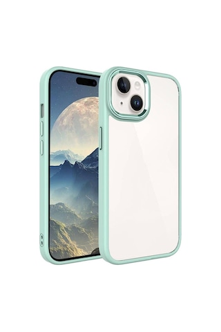 Apple Uyumlu iPhone 15 Plus Kılıf Zore Krom Kapak Yeşil
