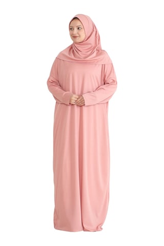 Zarif Namaz Elbisesi Ve Türban Tesbih Set Tesettür Şal Müslüman Kıyafetleri Abaya - Siyah Pudra