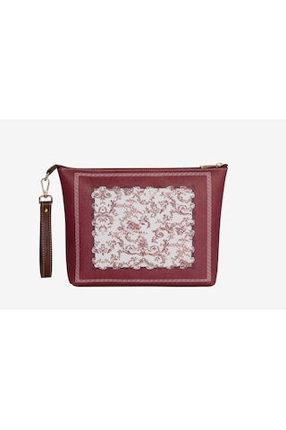 Bordo Suni Deri Clutch&portföy Çanta 30x21 Cm