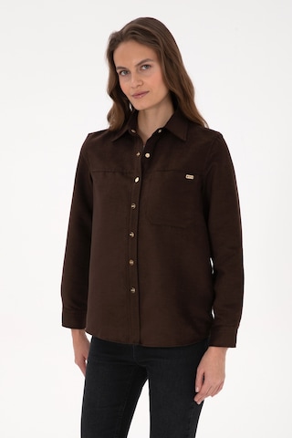 U.s. Polo Assn. Kadın Kahverengi Gömlek Desenli 50317242-vr029 Kahverengi