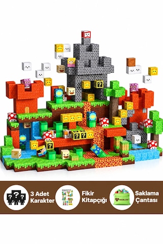 Süper Mario Temalı Minecraft Manyetik Blok Seti - 150 Parça