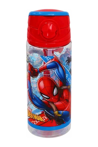Spiderman Lisanslı Pipetli Plastik Matara 500 Ml Kırmızı Otto-42532