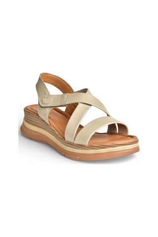 Fox Shoes Y555420203 Vizon Hakiki Deri Kadın Sandalet Vizon