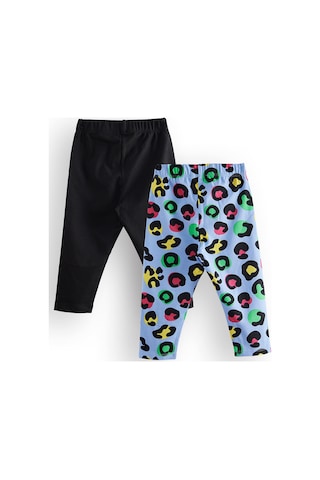 Denokids Kız Çocuk Siyah Leopar 2'li Tayt Renkli Çok Renkli