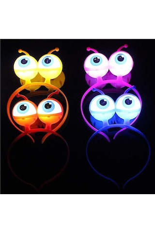 Rengarenk 3 Farklı Fonksiyonda Yanan Led Işıklı Uzaylı Göz Taç 1 Adet 18x12 Cm "