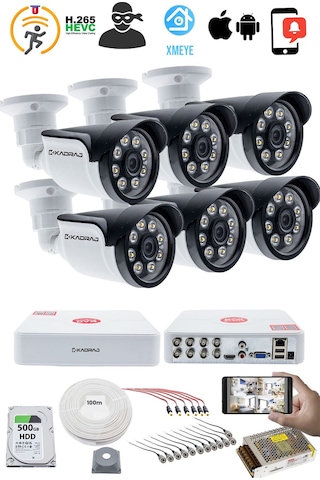 6'lı Kameralı Güvenlik Kamerası Seti - Kdj-6s-8w-ss-p-v1