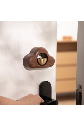 Sones Emiş Kapısı Rüzgar Çanı Manyetik Emiş Kapı Zili Ahşap Dekorasyon, Renk: Ceviz