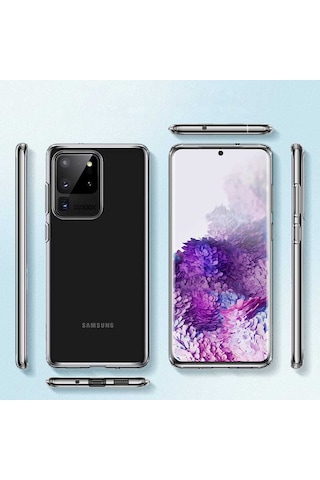 Samsung Uyumlu Galaxy S20 Ultra Kilif Seffaf Silikon Hibrit Case 417922031