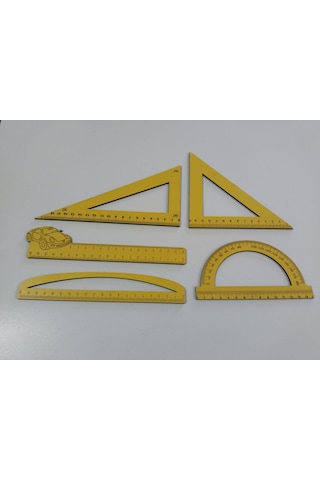 Cetvel Takımı 5 Li Set 3 Mm Mdf Matematik-okul İçin