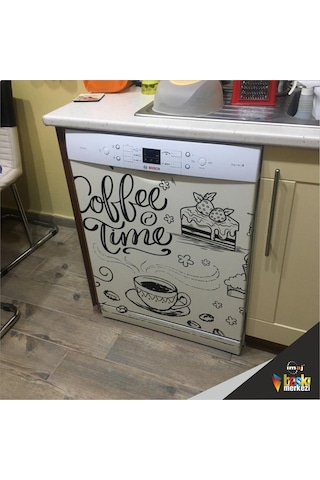 Buzdolabı Ve Bulaşık Makinesi Kapak Folyo Kaplama Coffee Time (395082757)