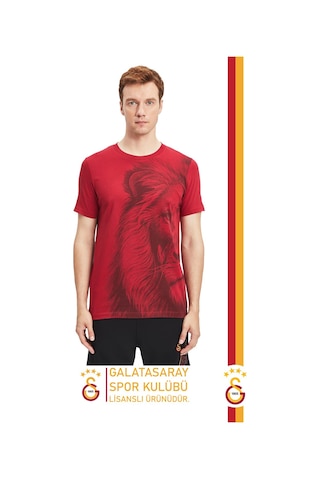 Gsstore Galatasaray Lisanslı Aslan Baskılı Kişiye Özel T-shirt Hediyelik Ahşap Kutulu Kırmızı