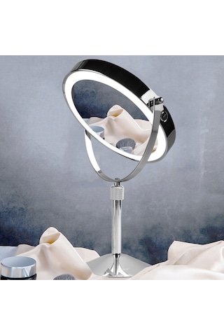 Sones Masaüstü Çift Taraflı Yuvarlak Led Aydınlatmalı Makyaj Aynası Kaldırılabilir Büyüteçli Ayna, Özellikler: Düzlem + 3 Kat Büyütme 7 İnç Pil Modeli