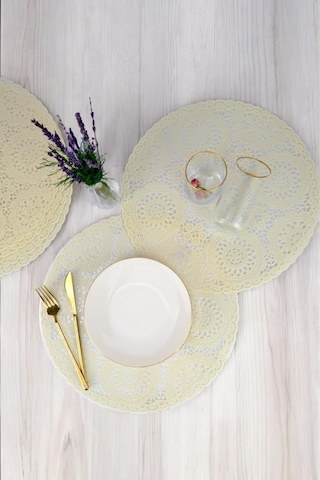 Digithome Acar 6 Lı Amerikan Servisi Supla Yuvarlak Krem 38 Cm Acr-279 C320.033 Krem