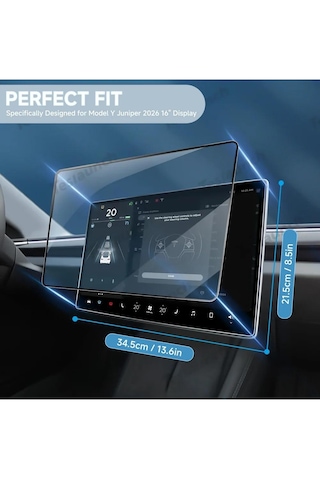 Haloblk Tesla Model Y Juniper 2026+ Için 16 Inç 9h Tamperli Cam Ekran Koruyucu Arka Ekran Koruyucu Dahil 001