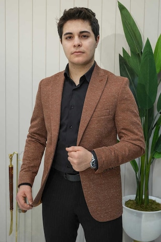 Bys Beystil Sivri Yaka Kırçıllı Açık Kahve Ceket Eylül- Slim Fit A.Kahverengi