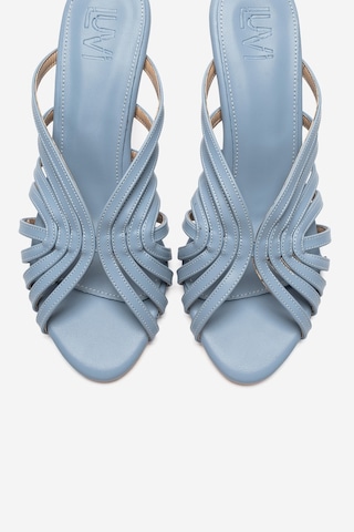 Luvi Shoes Olıvera Bebe Mavi Cilt Kadın İnce Topuklu Terlik