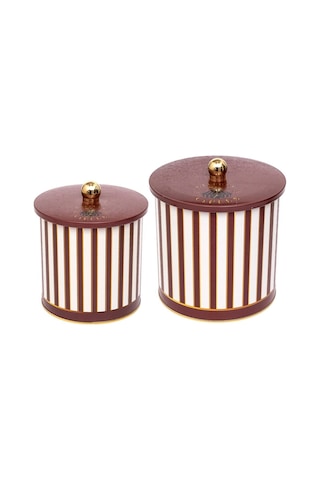 Festival Desenli Metal Saklama Kabı 2'li Set 2.1 Litre 4.1 Litre Desenli