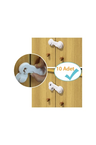 Evokids Çift Kapaklı Dolap Kilidi (10 Adet) Çok Renkli