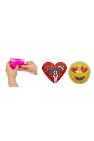 Emoji Kırmızı Geyik Cep Sobası,el Isıtıcı,2 Adet Sıcak Su Torbası