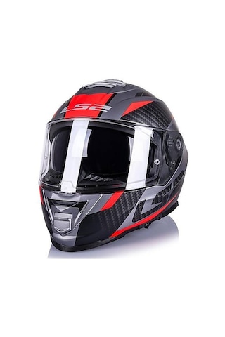 Ls2 Storm 2 Racer Kapalı Motosiklet Kaskı Mat Titanium - Neon Turuncu - Siyah - Kırmızı