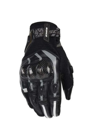 Motoanl Karbon Fiber Koruma Deri Microfiber Eldiven Gri - Siyah