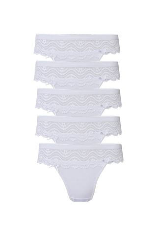 5Li Kadın Dantelli Bikini Külot Pamuklu Arkası Düz Kaliteli Fnd
