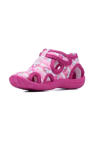 Günlük Unisex Çocuk Aqua Sandalet Esnek Kaymaz Taban Cırtlı Yazlık Deniz Kreş Ayakkabı 141 Fuşya Unicorn
