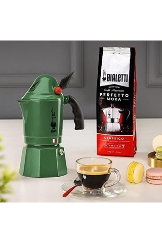 2762 Moka Express Alpina Dağ Avcıları Korpları Espresso Pişirici, Alüminyum, Yeşil