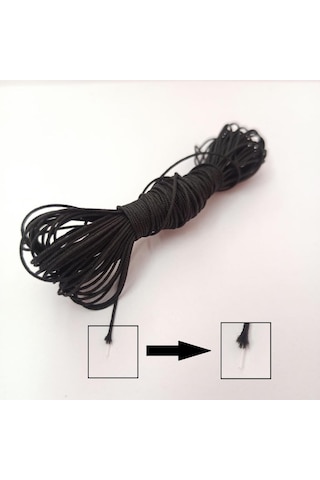 10 Metre Siyah Renk İçi Misinalı Makrome İpi Bileklik İpi Boncuk Siyah