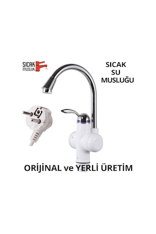 Sıcak Musluk Elektrikli Ani Su Isıtıcı Termal Şofben Musluk Asg-1B Beyaz