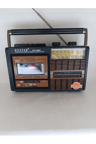 Nostalji Radyo Kaset Çalar Bluetooth Hoparlör Klasik Radyo - Kahverengi- Tek Ebat