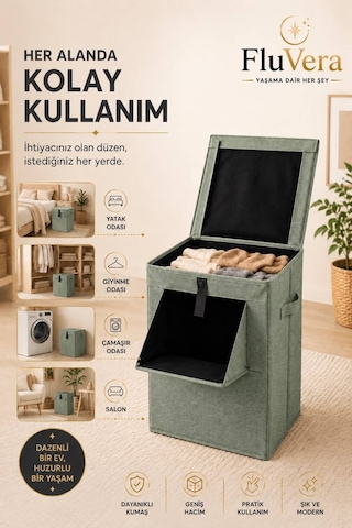 Yeşil Katlanabilir Çamaşır Sepeti Oyuncak Sepeti Kirli Çamaşır Sepeti Yer Kaplamayan Çok Amaçlı Saklama Sepeti Yeşil